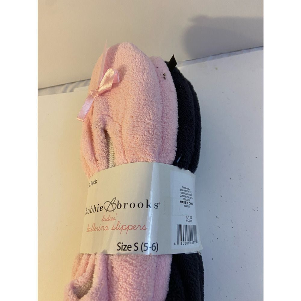 New Bobbie Brooks slippers small 5/6 pink‎ black